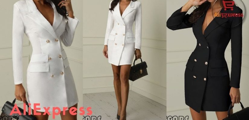 Dress From AliExpress. Short Dress Blazer Casual Women Ladies Notched Button Outwear Lace Up.